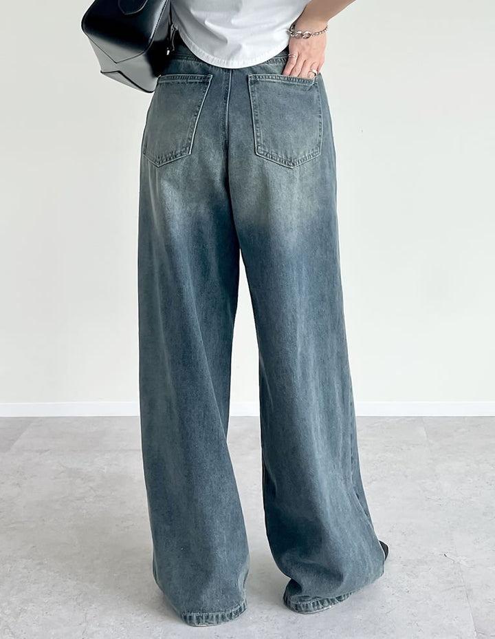 【TIME SALE 35%OFF ¥4,998⇒¥3,248】[低身長/高身長サイズ有]ワイドストレートアシンメトリーダメージデニムパンツ パンツ 人気レディースファッション通販 リエディ
