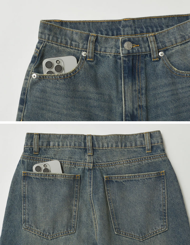 【TIME SALE 35%OFF ¥4,998⇒¥3,248】[低身長/高身長サイズ有]ワイドストレートアシンメトリーダメージデニムパンツ パンツ 人気レディースファッション通販 リエディ