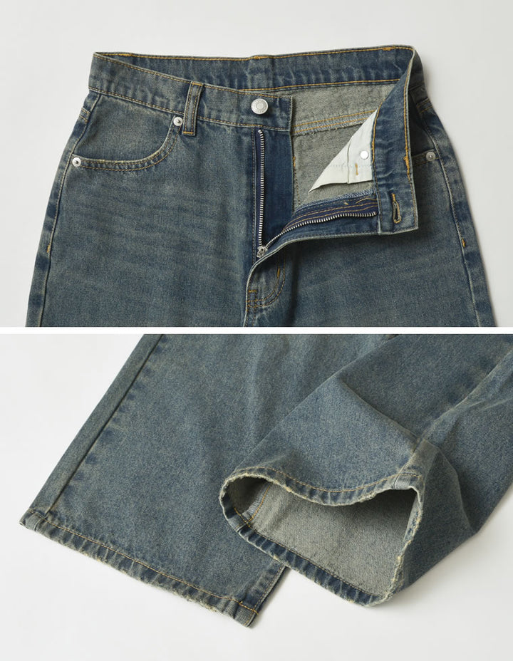 【TIME SALE 35%OFF ¥4,998⇒¥3,248】[低身長/高身長サイズ有]ワイドストレートアシンメトリーダメージデニムパンツ パンツ 人気レディースファッション通販 リエディ