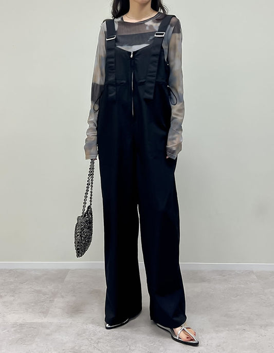【TIME SALE 20%OFF ¥6,998⇒¥5,598】ナイロンウエストドロストサロペット オールインワン 人気レディースファッション通販 リエディ