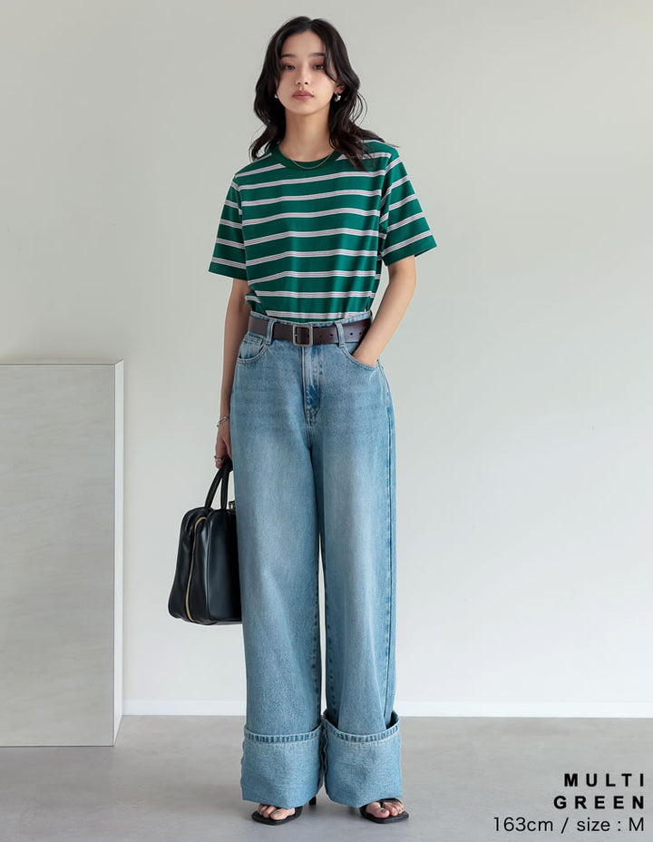 【TIME SALE 20%OFF ¥2,998⇒¥2,398】コットンブレンドボーダーor花柄Ｔシャツ[mb] トップス 人気レディースファッション通販 リエディ
