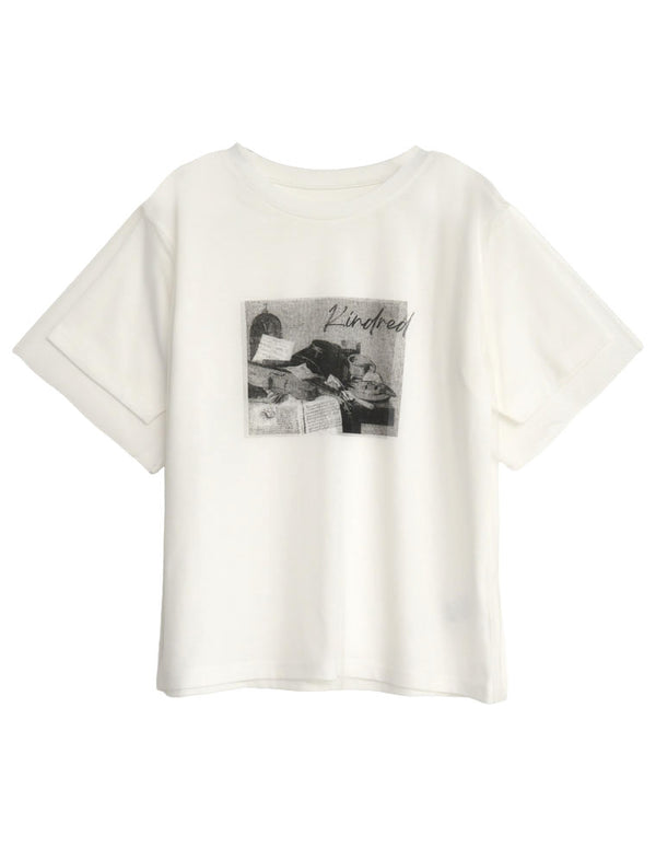 天竺×チュールフォトプリントTシャツ[mb] トップス 人気レディースファッション通販 リエディ