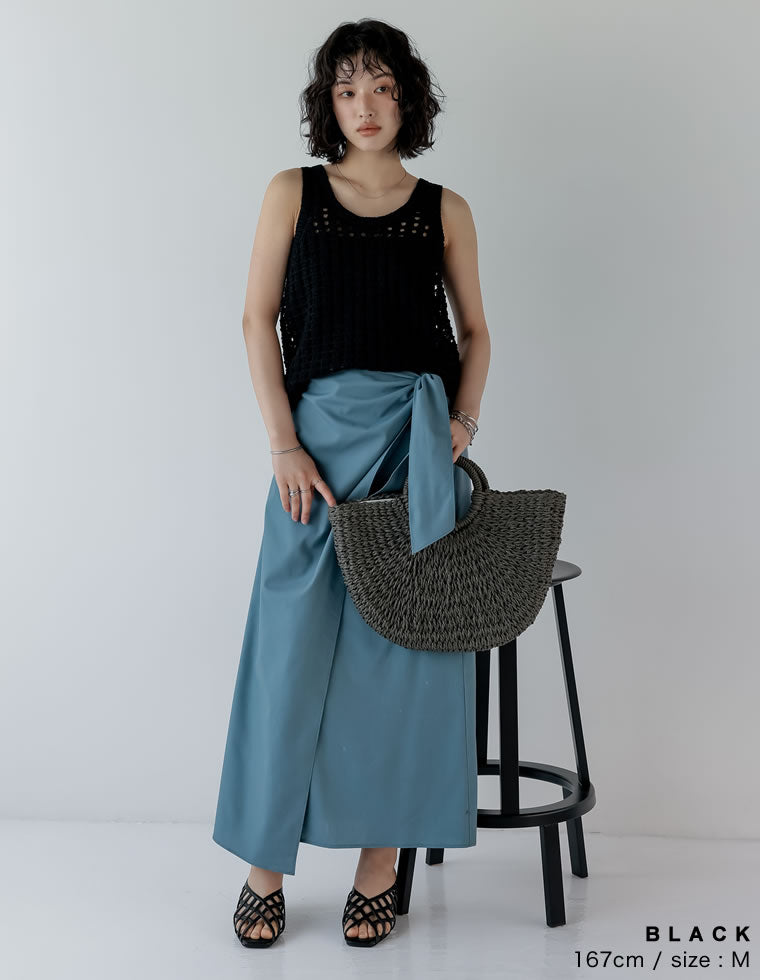 透かし編みノースリーブニットトップス - トップス通販 | 人気