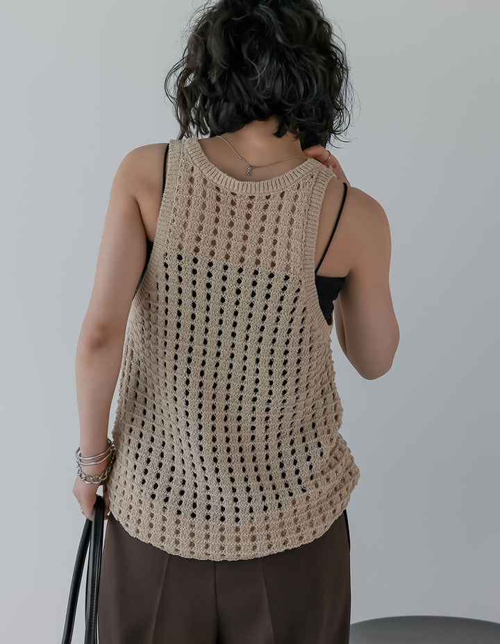 【TIME SALE 20%OFF ¥4,499⇒¥3,599】[2025 SUMMER COLLECTION]透かし編みノースリーブニットトップス[mb] トップス 人気レディースファッション通販 リエディ