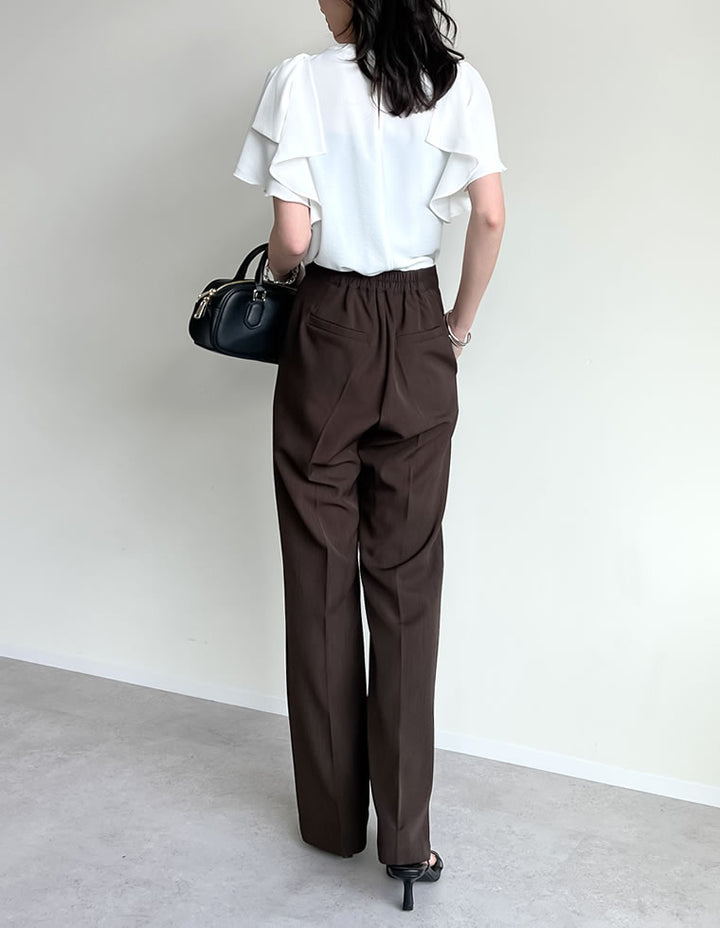 【TIME SALE 20%OFF ¥4,499⇒¥3,599】[UVカット][接触冷感][オケージョン セレモニー]ポーララッフルスリーブリボンブラウス トップス 人気レディースファッション通販 リエディ