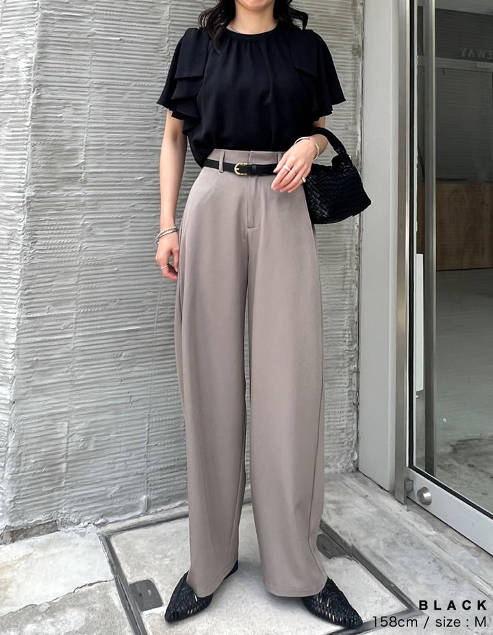 【TIME SALE 20%OFF ¥4,499⇒¥3,599】[UVカット][接触冷感][オケージョン セレモニー]ポーララッフルスリーブリボンブラウス トップス 人気レディースファッション通販 リエディ