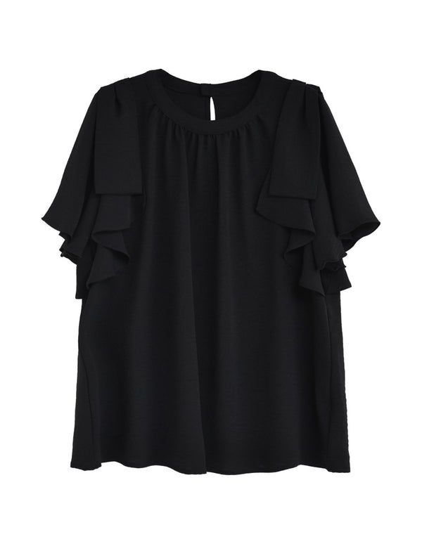 【TIME SALE 20%OFF ¥4,499⇒¥3,599】[UVカット][接触冷感][オケージョン セレモニー]ポーララッフルスリーブリボンブラウス トップス 人気レディースファッション通販 リエディ