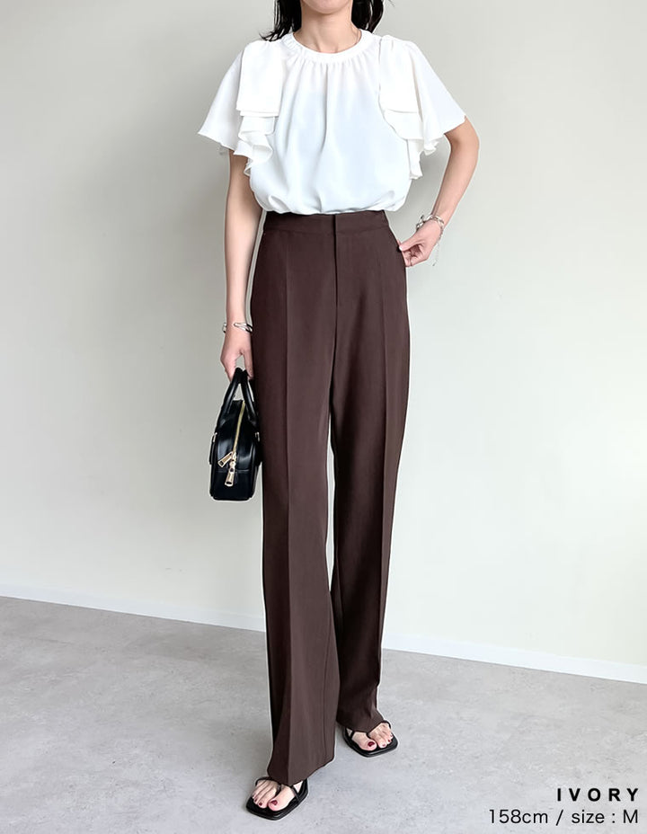 【TIME SALE 20%OFF ¥4,499⇒¥3,599】[UVカット][接触冷感][オケージョン セレモニー]ポーララッフルスリーブリボンブラウス トップス 人気レディースファッション通販 リエディ