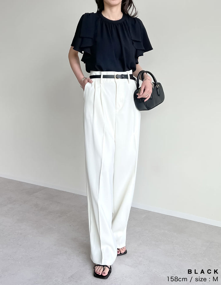 【TIME SALE 20%OFF ¥4,499⇒¥3,599】[UVカット][接触冷感][オケージョン セレモニー]ポーララッフルスリーブリボンブラウス トップス 人気レディースファッション通販 リエディ