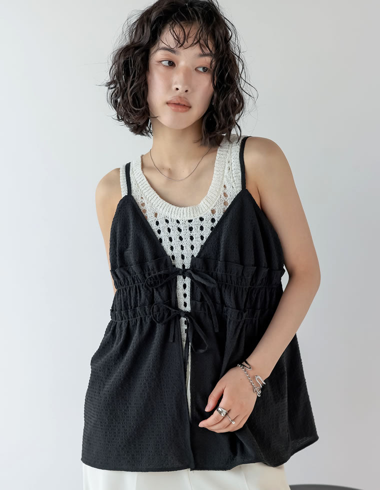 MAISON RAVIEW  チェックリボンキャミソール MAISON RAVIEW チェックリボンキャミソール