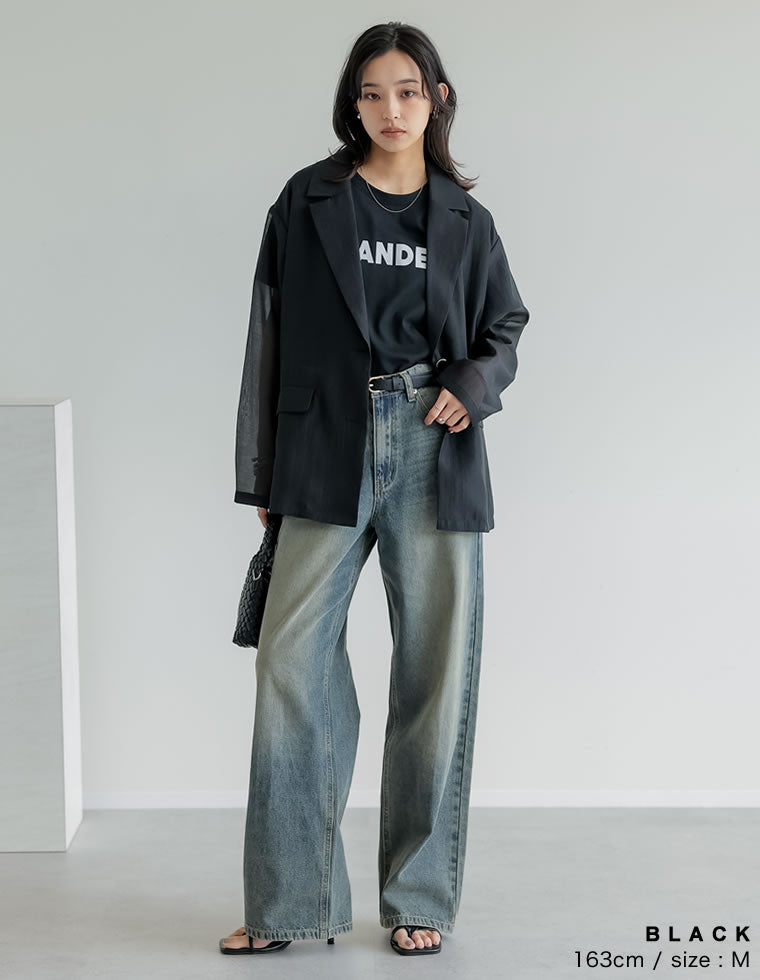 アンプーファム新品未使用 オーガンジーゴールドWボタンテーラードジャケット 金ボタン ブレザー ジャケット（テーラードジャケット）｜ANGIE