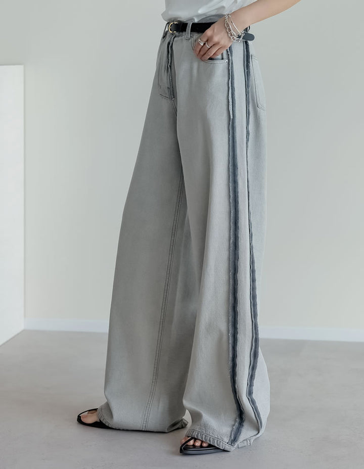 [低身長/高身長サイズ有]ライトオンスワイドストレートリバースデニムパンツ パンツ 人気レディースファッション通販 リエディ