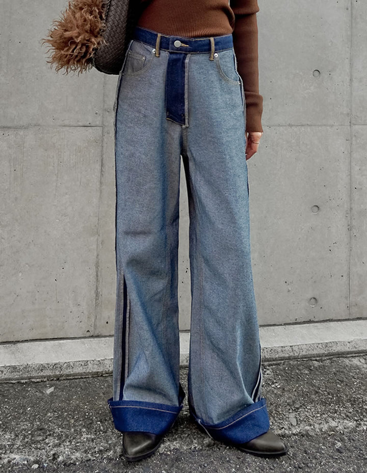 【クーポンで20%OFF￥5,998⇒￥4,798】〖クーポンコード：SH_20_2511〗[2025AW COLLECTION][リニューアル][新色追加][低身長/高身長サイズ有]ワイドストレートリバースデニムパンツ