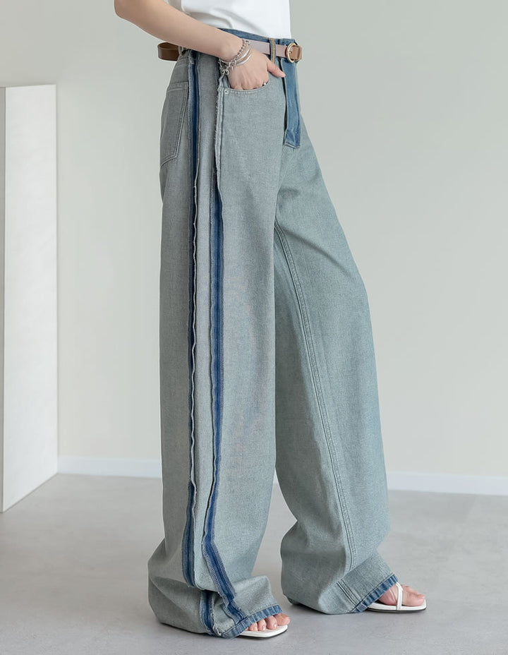 [低身長/高身長サイズ有]ライトオンスワイドストレートリバースデニムパンツ パンツ 人気レディースファッション通販 リエディ