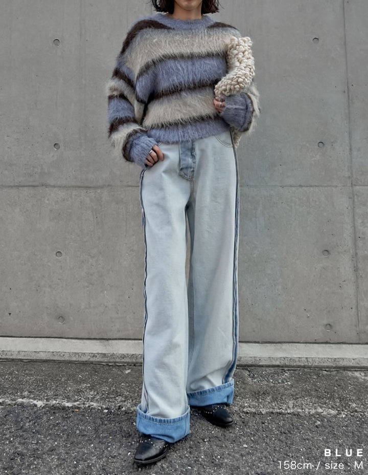 【クーポンで20%OFF￥5,998⇒￥4,798】〖クーポンコード：SH_20_2511〗[2025AW COLLECTION][リニューアル][新色追加][低身長/高身長サイズ有]ワイドストレートリバースデニムパンツ