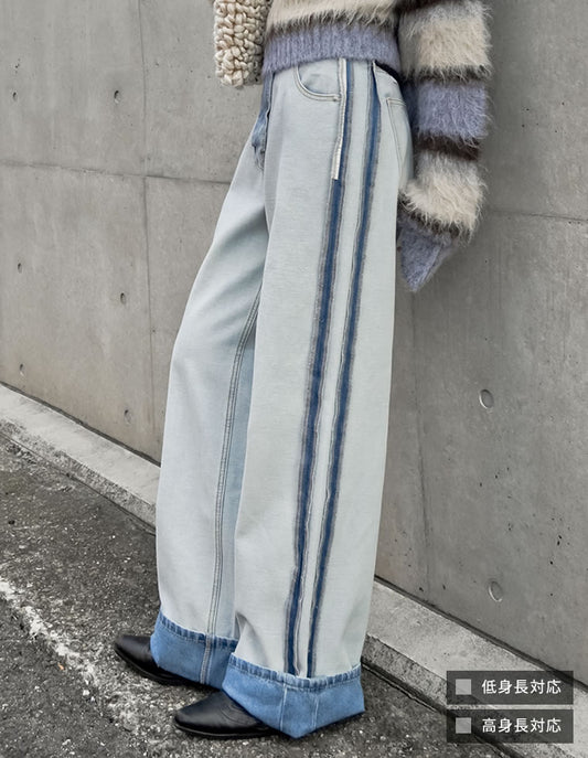 【クーポンで20%OFF￥5,998⇒￥4,798】〖クーポンコード：SH_20_2511〗[2025AW COLLECTION][リニューアル][新色追加][低身長/高身長サイズ有]ワイドストレートリバースデニムパンツ