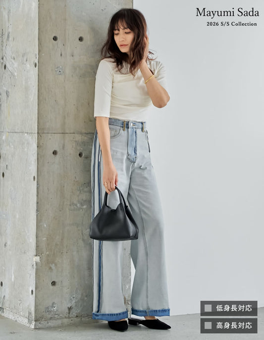 【公式限定！20％ポイント還元】[リニューアル][低身長/高身長サイズ有]ワイドストレートリバースデニムパンツ パンツ 人気レディースファッション通販 リエディ