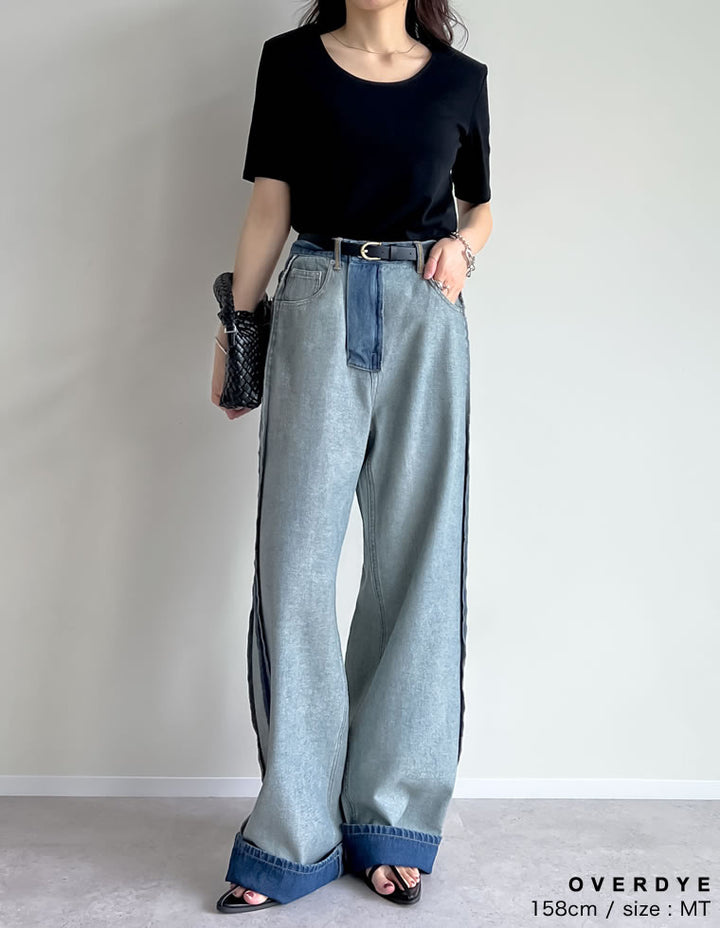 [低身長/高身長サイズ有]ライトオンスワイドストレートリバースデニムパンツ パンツ 人気レディースファッション通販 リエディ