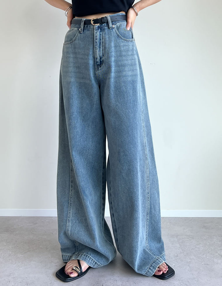 【TIME SALE 15%OFF ¥5,498⇒¥4,673】[2025 SUMMER COLLECTION][低身長/高身長サイズ有]コットンデニムパネルワイドパンツ パンツ 人気レディースファッション通販 リエディ