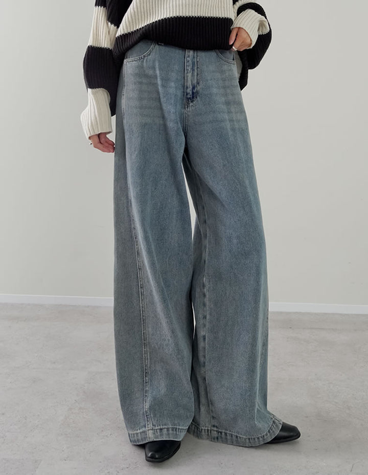 [低身長/高身長サイズ有]コットンデニムパネルワイドパンツ パンツ 人気レディースファッション通販 リエディ