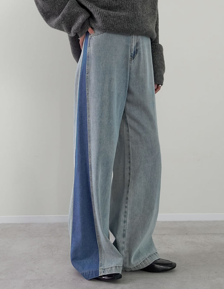 [低身長/高身長サイズ有]コットンデニムパネルワイドパンツ パンツ 人気レディースファッション通販 リエディ