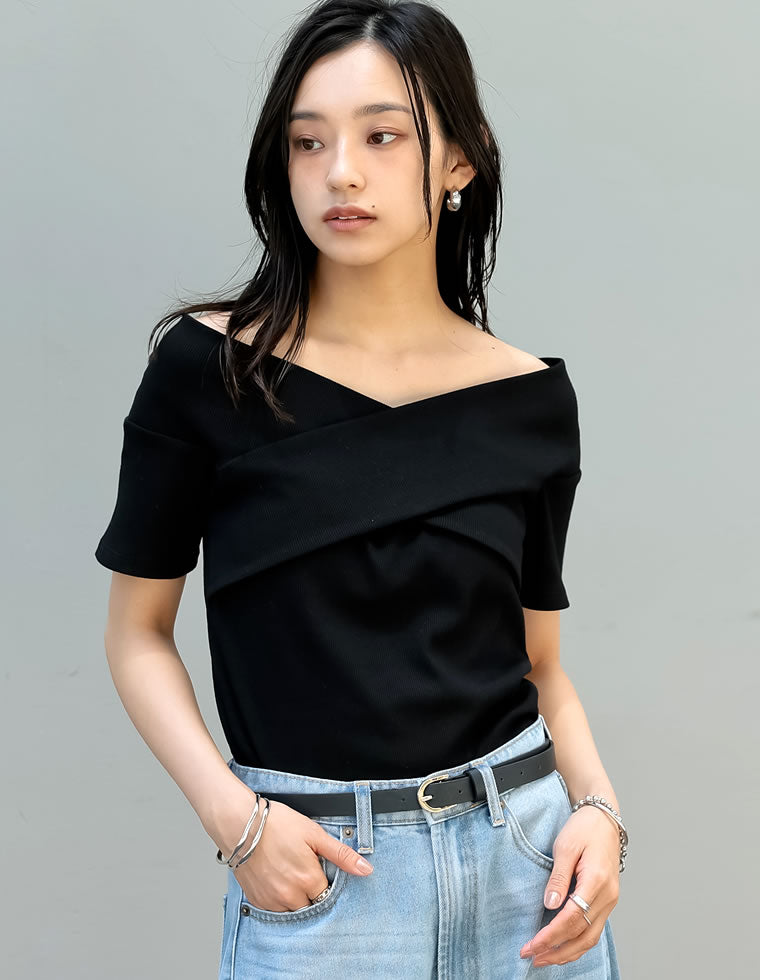 【24SS NEW】MiuMiu_women / オフショルダー クロップドトップス 2WAYオフショルクロストップス - トップス通販 | 人気レディース