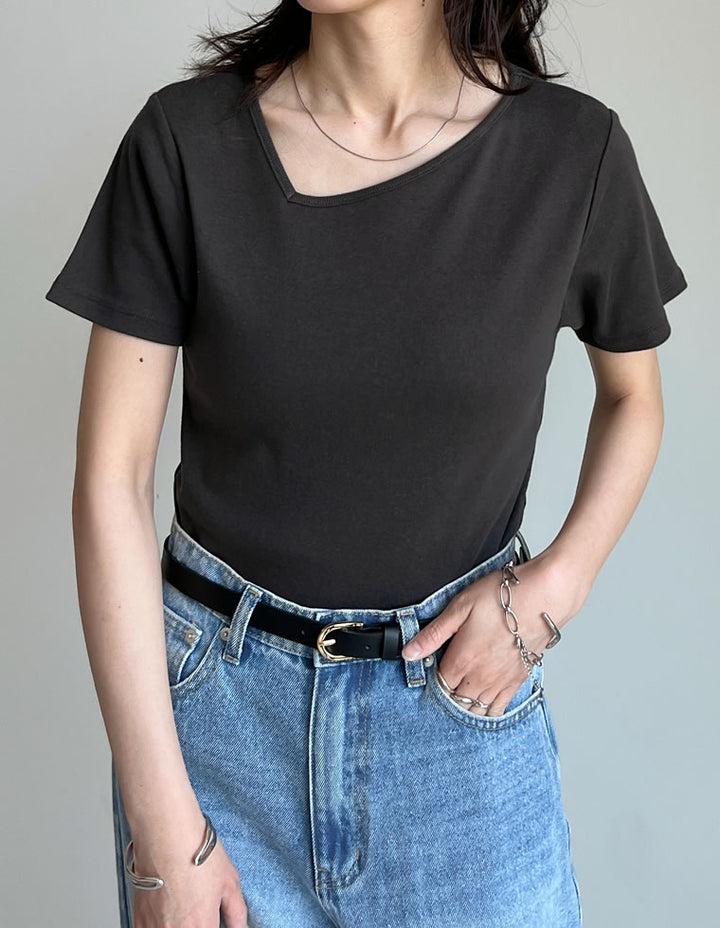 【TIME SALE 20%OFF ¥2,998⇒¥2,398】スムースカットソーアシンメトリーネックトップス[mb] トップス 人気レディースファッション通販 リエディ