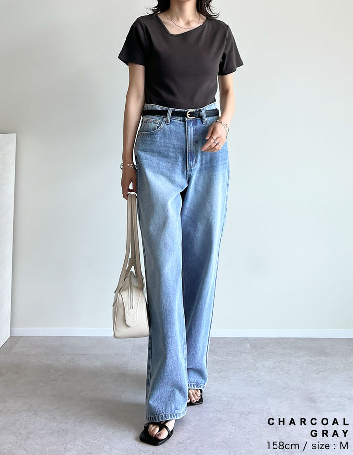 【TIME SALE 20%OFF ¥2,998⇒¥2,398】スムースカットソーアシンメトリーネックトップス[mb] トップス 人気レディースファッション通販 リエディ