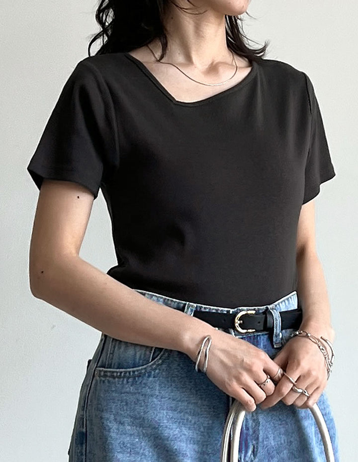 【TIME SALE 20%OFF ¥2,998⇒¥2,398】スムースカットソーアシンメトリーネックトップス[mb] トップス 人気レディースファッション通販 リエディ