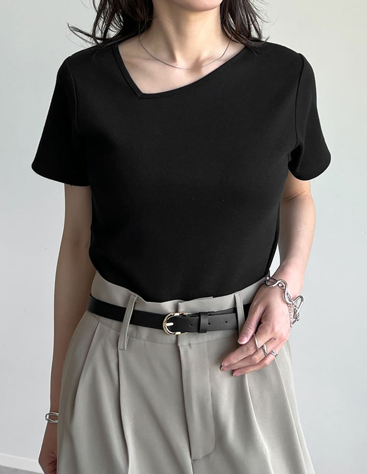 【TIME SALE 20%OFF ¥2,998⇒¥2,398】スムースカットソーアシンメトリーネックトップス[mb] トップス 人気レディースファッション通販 リエディ