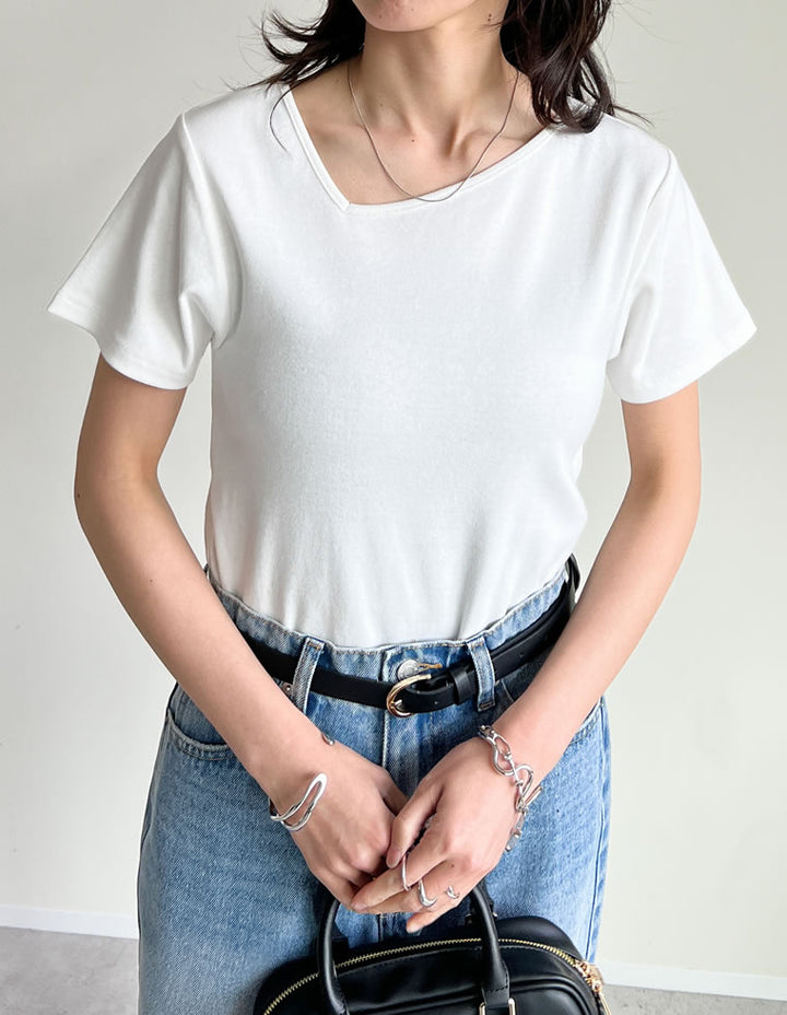 【TIME SALE 20%OFF ¥2,998⇒¥2,398】スムースカットソーアシンメトリーネックトップス[mb] トップス 人気レディースファッション通販 リエディ