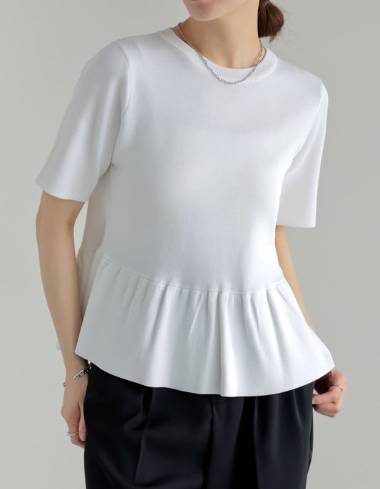 【TIME SALE 20%OFF】[2026 SUMMER COLLECTION][新色追加][体型カバー]5分袖ペプラムサマーニットトップス[mb] トップス 人気レディースファッション通販 リエディ