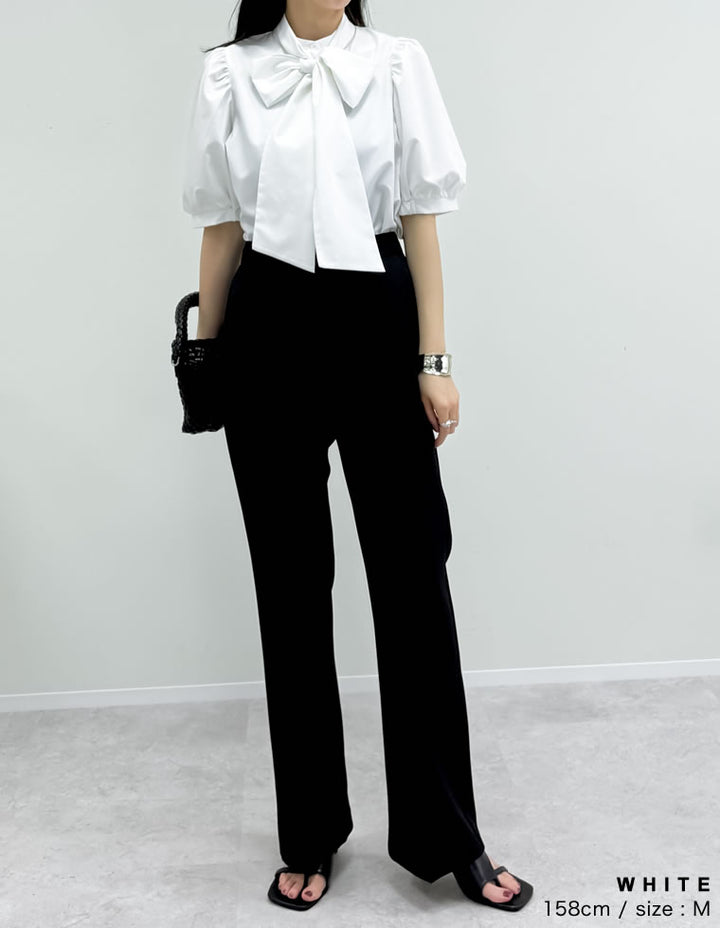 【TIME SALE 20%OFF ¥5,298⇒¥4,238】ブロード半袖ボウタイブラウス[mb] トップス 人気レディースファッション通販 リエディ
