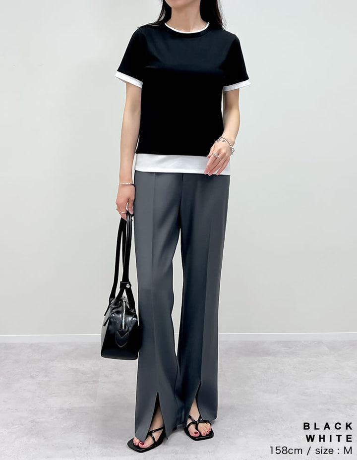 【TIME SALE 20%OFF ¥2,998⇒¥2,398】[2025 SUMMER COLLECTION]レイヤード風シアースムース半袖トップス[mb] トップス 人気レディースファッション通販 リエディ