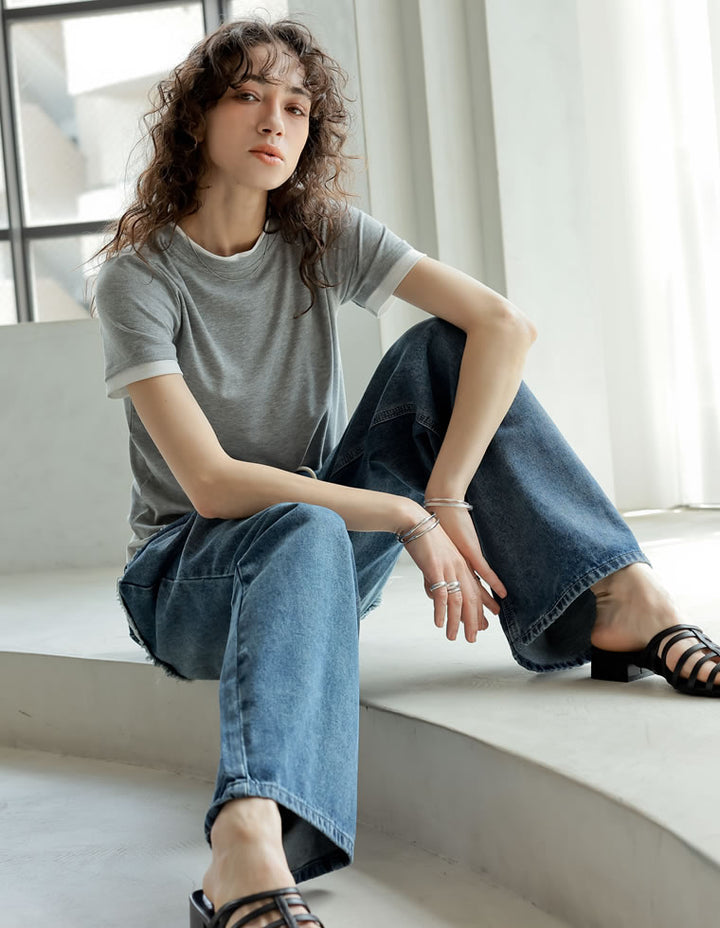 【TIME SALE 20%OFF ¥2,998⇒¥2,398】[2025 SUMMER COLLECTION]レイヤード風シアースムース半袖トップス[mb] トップス 人気レディースファッション通販 リエディ