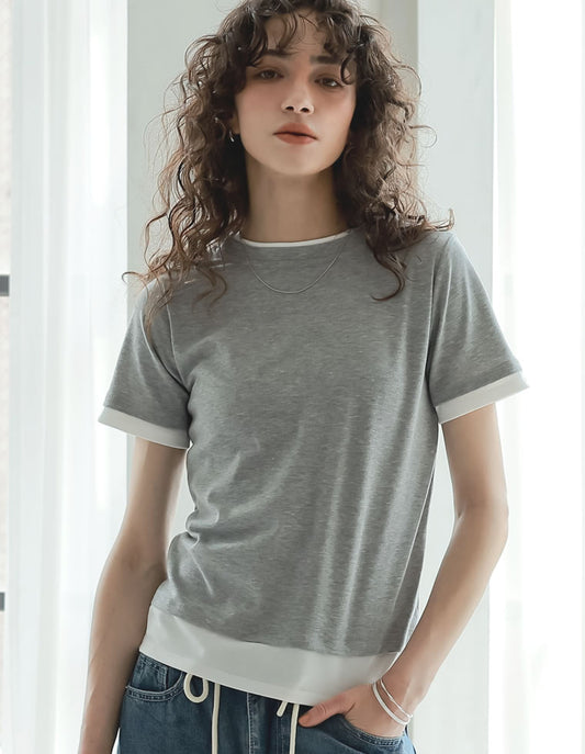 レイヤード風シアースムース半袖トップス[mb] トップス 人気レディースファッション通販 リエディ