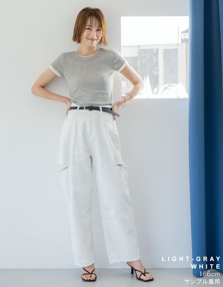 【TIME SALE 20%OFF ¥2,998⇒¥2,398】[2025 SUMMER COLLECTION]レイヤード風シアースムース半袖トップス[mb] トップス 人気レディースファッション通販 リエディ