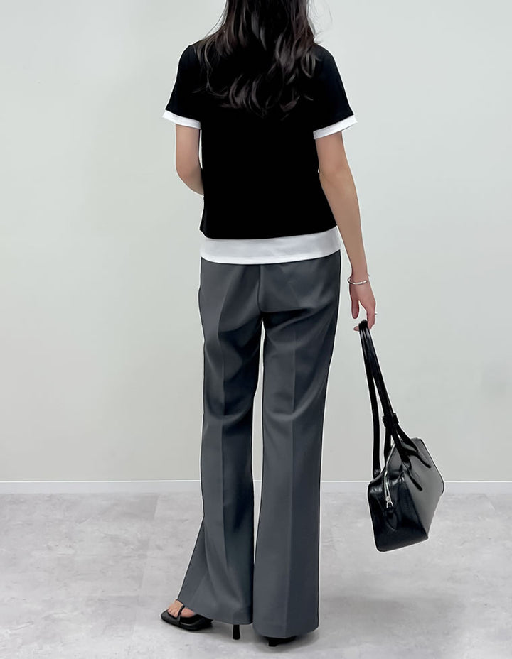 【TIME SALE 20%OFF ¥2,998⇒¥2,398】[2025 SUMMER COLLECTION]レイヤード風シアースムース半袖トップス[mb] トップス 人気レディースファッション通販 リエディ