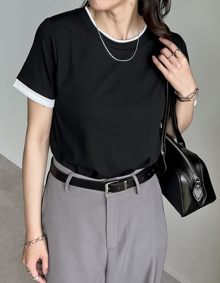 【TIME SALE 20%OFF ¥2,998⇒¥2,398】[2025 SUMMER COLLECTION]レイヤード風シアースムース半袖トップス[mb] トップス 人気レディースファッション通販 リエディ
