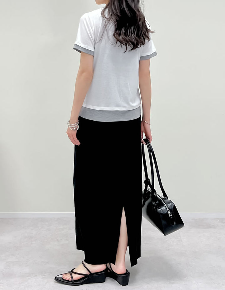 【TIME SALE 20%OFF ¥2,998⇒¥2,398】[2025 SUMMER COLLECTION]レイヤード風シアースムース半袖トップス[mb] トップス 人気レディースファッション通販 リエディ