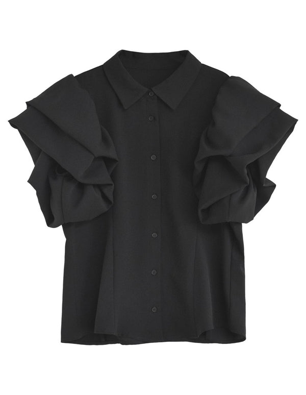 【TIME SALE 20%OFF ¥4,798⇒¥3,838】[2025 SUMMER COLLECTION][セレモニー オケージョン]ジョーゼットフリルスリーブ半袖ブラウス[mb] トップス 人気レディースファッション通販 リエディ