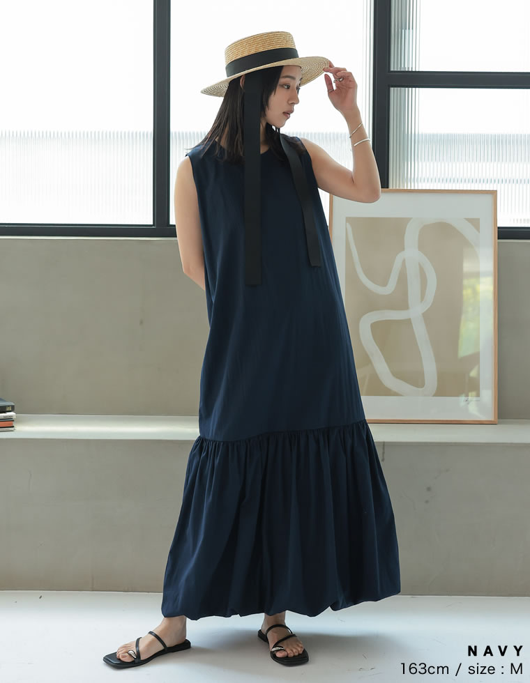 裾バルーンノースリーブワンピース - ワンピース通販 | 人気レディース