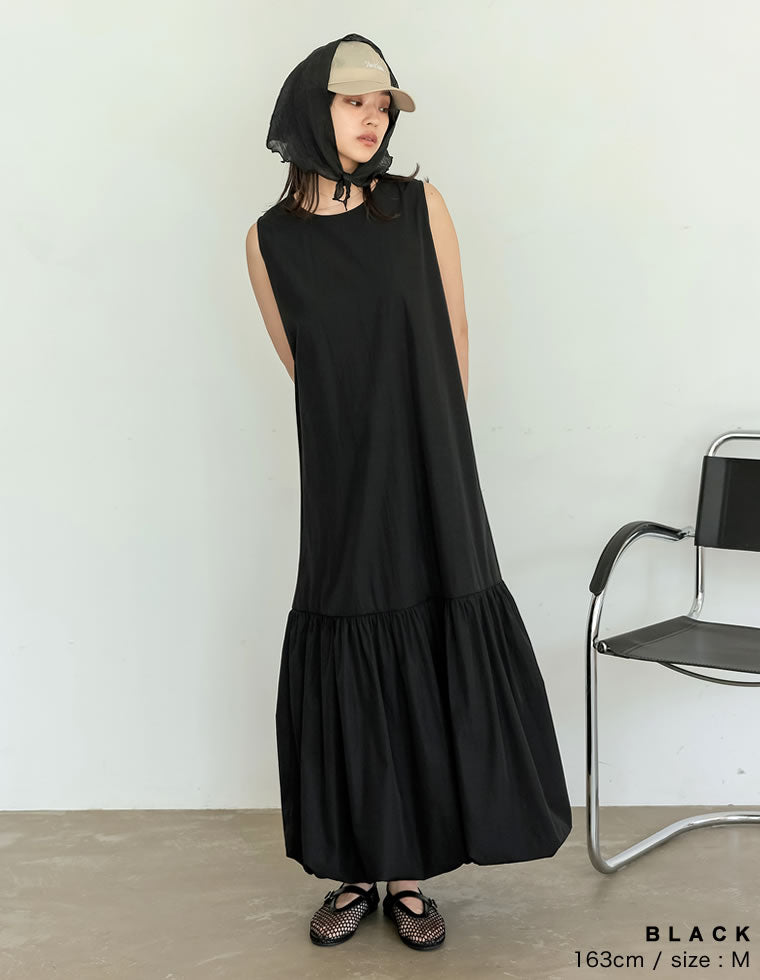 裾バルーンノースリーブワンピース - ワンピース通販 | 人気レディース