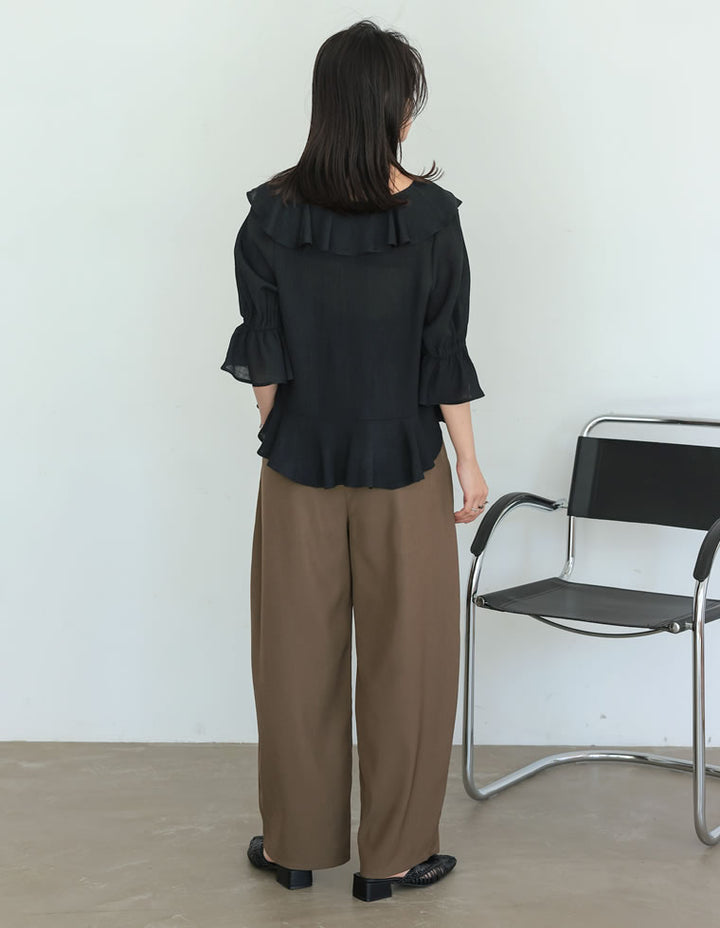 【TIME SALE 20%OFF ¥4,998⇒¥3,998】ラッフルフリルカラー楊柳シアーブラウス[mb] トップス 人気レディースファッション通販 リエディ