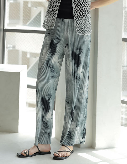 【TIME SALE 20%OFF ¥3,979⇒¥3,183】[2025 SUMMER COLLECTION][低身長サイズ有]柄or無地ストレートプリーツパンツ パンツ 人気レディースファッション通販 リエディ