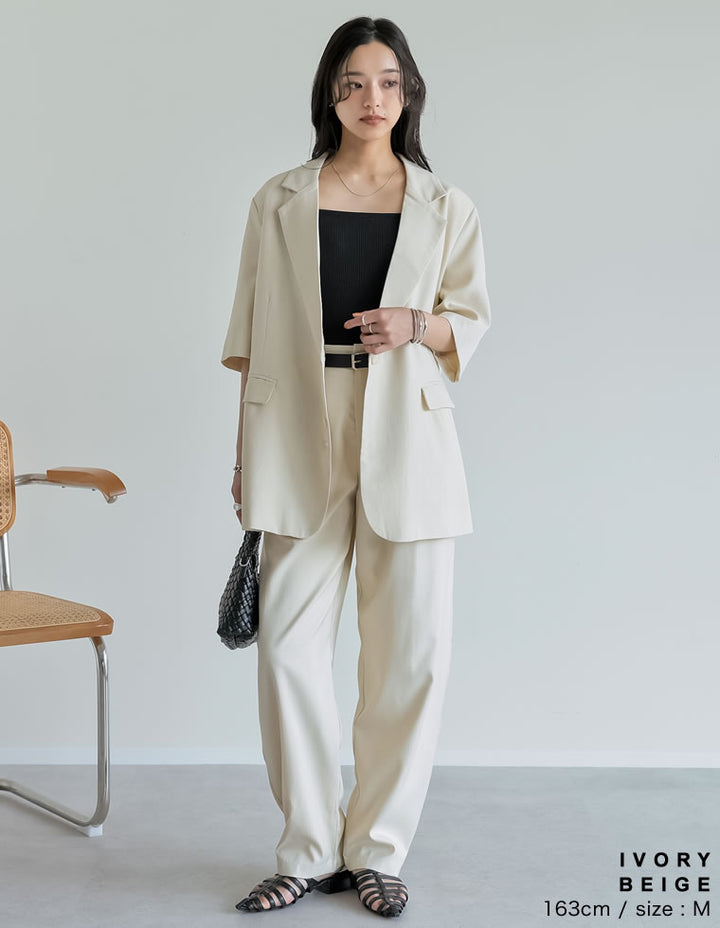 【TIME SALE 20%OFF ¥4,998⇒¥3,998】[2025 SUMMER COLLECTION][低身長/高身長サイズ有][洗える][セットアップ対応]リネンライクタックバレルレッグパンツ パンツ 人気レディースファッション通販 リエディ