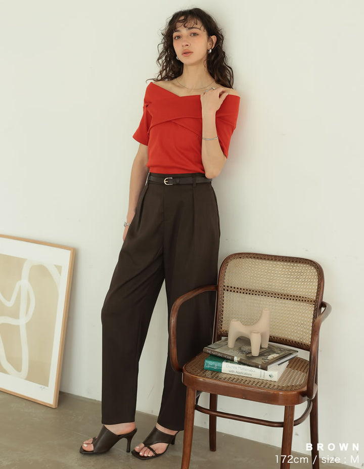 【TIME SALE 20%OFF ¥4,998⇒¥3,998】[2025 SUMMER COLLECTION][低身長/高身長サイズ有][洗える][セットアップ対応]リネンライクタックバレルレッグパンツ パンツ 人気レディースファッション通販 リエディ