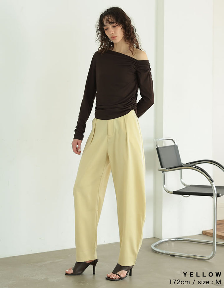 【TIME SALE 20%OFF ¥4,998⇒¥3,998】[2025 SUMMER COLLECTION][低身長/高身長サイズ有][洗える][セットアップ対応]リネンライクタックバレルレッグパンツ パンツ 人気レディースファッション通販 リエディ
