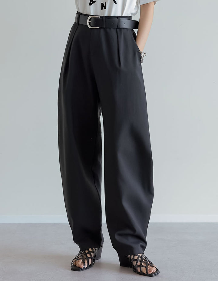 【TIME SALE 20%OFF ¥4,998⇒¥3,998】[2025 SUMMER COLLECTION][低身長/高身長サイズ有][洗える][セットアップ対応]リネンライクタックバレルレッグパンツ パンツ 人気レディースファッション通販 リエディ