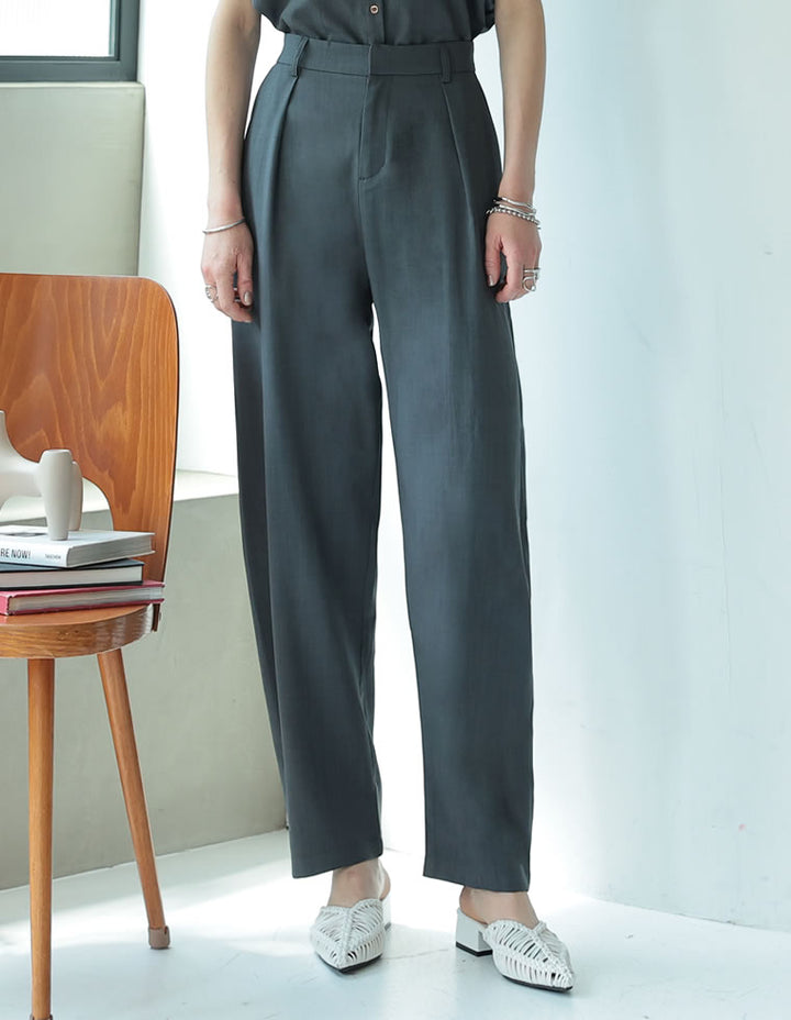 【TIME SALE 20%OFF ¥4,998⇒¥3,998】[2025 SUMMER COLLECTION][低身長/高身長サイズ有][洗える][セットアップ対応]リネンライクタックバレルレッグパンツ パンツ 人気レディースファッション通販 リエディ